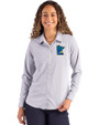 Minnesota Twins City Connect Cutter & Buck Skyline Epic Confidence Recycled Pinstripe Womens Long Sleeve Dress Shirt  Elemental Grey/White Front