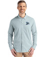 Tampa Bay Rays Cooperstown Cutter & Buck Skyline Epic Confidence Recycled Pinstripe Mens Long Sleeve Dress Shirt Hunter/White Front