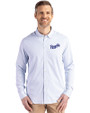 Kansas City Royals Cooperstown Cutter & Buck Skyline Epic Confidence Recycled Pinstripe Mens Long Sleeve Dress Shirt Pale Blue/White Front
