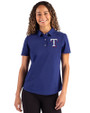Texas Rangers Cutter & Buck Advantage Refresh Epic Confidence Recycled Womens Tri-Blend Pique Polo Tour Blue Front