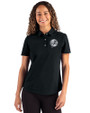 New York Yankees Mono Cutter & Buck Advantage Refresh Epic Confidence Recycled Womens Tri-Blend Pique Polo Black Front