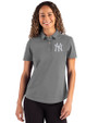New York Yankees Cutter & Buck Advantage Refresh Epic Confidence Recycled Womens Tri-Blend Pique Polo Elemental Grey Front