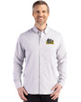 Drexel Dragons Cutter & Buck Skyline Epic Confidence Recycled Gingham Mens Long Sleeve Dress Shirt Concrete/White Front