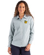 Baylor Sailor Bear College Vault Cutter & Buck Skyline Epic Confidence Recycled Pinstripe Womens Long Sleeve Dress Shirt  Hunter/White Front