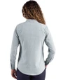Miami Hurricanes Cutter & Buck Skyline Epic Confidence Recycled Pinstripe Womens Long Sleeve Dress Shirt  Hunter/White Back