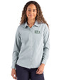 The Ivy League Cutter & Buck Skyline Epic Confidence Recycled Pinstripe Womens Long Sleeve Dress Shirt  Hunter/White Front