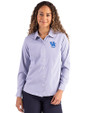 Kentucky Wildcats Alumni Cutter & Buck Skyline Epic Confidence Recycled Pinstripe Womens Long Sleeve Dress Shirt  Tour Blue/White Front