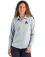 Portland State Vikings College Vault Cutter & Buck Skyline Epic Confidence Recycled Pinstripe Womens Long Sleeve Dress Shirt  Hunter/White Front