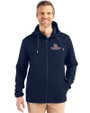 Gonzaga Bulldogs Cutter & Buck Roam Epic Versatility Recycled Mens Full Zip Hooded Jacket Navy Blue Front
