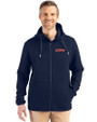 UConn Huskies Cutter & Buck Roam Epic Versatility Recycled Mens Full Zip Hooded Jacket Navy Blue Front