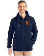 Virginia Hoos College Vault Cutter & Buck Roam Epic Versatility Recycled Mens Full Zip Hooded Jacket Navy Blue Front