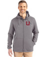 Utah Utes College Vault Cutter & Buck Roam Epic Versatility Recycled Mens Full Zip Hooded Jacket Elemental Grey Front