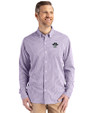 East Carolina (ECU) Pirates College Vault Cutter & Buck Skyline Epic Confidence Recycled Gingham Mens Long Sleeve Dress Shirt College Purple/White Front