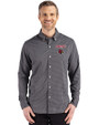 Louisville Cardinals Cutter & Buck Skyline Epic Confidence Recycled Gingham Mens Long Sleeve Dress Shirt Black/Elemental Grey Front