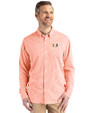 Miami Hurricanes Cutter & Buck Skyline Epic Confidence Recycled Gingham Mens Long Sleeve Dress Shirt College Orange/White Front