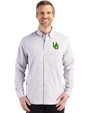 Oregon Ducks- Cutter & Buck Skyline Epic Confidence Recycled Gingham Mens Long Sleeve Dress Shirt Concrete/White Front