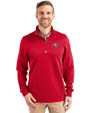 Tampa Bay Buccaneers Cutter & Buck Traverse Recycled Smooth Stretch Mens Quarter Zip Pullover Red Front