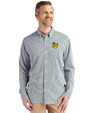 Baylor Sailor Bear College Vault Cutter & Buck Skyline Epic Confidence Recycled Gingham Mens Long Sleeve Dress Shirt Hunter/White Front