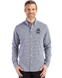 Utah State Aggies College Vault Cutter & Buck Skyline Epic Confidence Recycled Gingham Mens Long Sleeve Dress Shirt Navy Blue/White Front