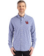 Ole Miss Rebels College Vault Cutter & Buck Skyline Epic Confidence Recycled Gingham Mens Long Sleeve Dress Shirt Tour Blue/White Front