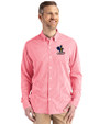 Delaware Fightin' Blue Hens College Vault Cutter & Buck Skyline Epic Confidence Recycled Gingham Mens Long Sleeve Dress Shirt Red/White Front
