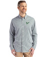 South Florida Bulls Cutter & Buck Skyline Epic Confidence Recycled Gingham Mens Long Sleeve Dress Shirt Hunter/White Front