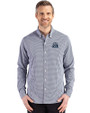 Old Dominion Monarchs Cutter & Buck Skyline Epic Confidence Recycled Gingham Mens Long Sleeve Dress Shirt Navy Blue/White Front
