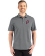 Philadelphia Phillies Cooperstown Cutter & Buck Advantage Refresh Epic Confidence Recycled Mens Big & Tall Tri-Blend Pique Polo Elemental Grey Front