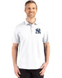 New York Yankees Cutter & Buck Advantage Refresh Epic Confidence Recycled Mens Big & Tall Tri-Blend Pique Polo White Front