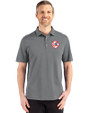 New York Yankees Cooperstown Cutter & Buck Advantage Refresh Epic Confidence Recycled Mens Big & Tall Tri-Blend Pique Polo Elemental Grey Front
