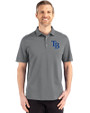 Tampa Bay Rays Cutter & Buck Advantage Refresh Epic Confidence Recycled Mens Big & Tall Tri-Blend Pique Polo Elemental Grey Front