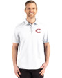 Cincinnati Reds City Connect Cutter & Buck Advantage Refresh Epic Confidence Recycled Mens Big & Tall Tri-Blend Pique Polo White Front
