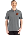 Baltimore Orioles Cooperstown Cutter & Buck Advantage Refresh Epic Confidence Recycled Mens Big & Tall Tri-Blend Pique Polo Elemental Grey Front