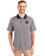 Las Vegas Raiders Cutter & Buck Forge Tonal Stripe Stretch Mens Polo Black Front
