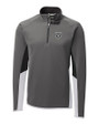 Las Vegas Raiders Cutter & Buck Traverse Colorblock Stretch Quarter Zip Mens Pullover Elemental Grey Mannequin