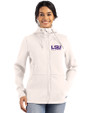 LSU Tigers Alumni Cutter & Buck Roam Epic Versatility Recycled Womens Full Zip Hooded Jacket Shell Front