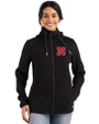 Nebraska Cornhuskers Cutter & Buck Roam Epic Versatility Recycled Womens Full Zip Hooded Jacket Black Front