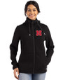 Nebraska Cornhuskers Cutter & Buck Roam Recycled Buttery-Soft Knit Womens Full Zip Hooded Jacket Black Front