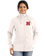 Nebraska Cornhuskers Cutter & Buck Roam Recycled Buttery-Soft Knit Womens Full Zip Hooded Jacket Shell Front