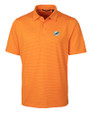 Miami Dolphins Cutter & Buck Forge Pencil Stripe Stretch Mens Polo Orange Burst Mannequin