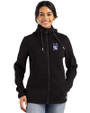 Northwestern Wildcats Cutter & Buck Roam Epic Versatility Recycled Womens Full Zip Hooded Jacket Black Front