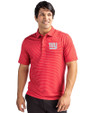 New York Giants Cutter & Buck Forge Pencil Stripe Stretch Mens Polo Red Front