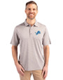 Detroit Lions Cutter & Buck Forge Pencil Stripe Stretch Mens Polo Polished Medium Gray Front