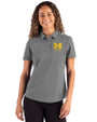 Michigan Wolverines Alumni Cutter & Buck Advantage Refresh Epic Confidence Recycled Womens Tri-Blend Pique Polo Elemental Grey Front