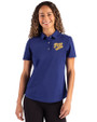 Pitt Panthers College Vault Cutter & Buck Advantage Refresh Epic Confidence Recycled Womens Tri-Blend Pique Polo Tour Blue Front