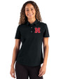 Nebraska Cornhuskers Cutter & Buck Advantage Refresh Epic Confidence Recycled Womens Tri-Blend Pique Polo Black Front