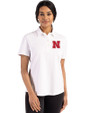 Nebraska Cornhuskers Cutter & Buck Advantage Refresh Epic Confidence Recycled Womens Tri-Blend Pique Polo White Front