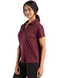 Virginia Tech Hokies Cutter & Buck Coastline Epic Comfort Recycled Womens Dolman Polo Bordeaux Side