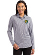 Southeastern Louisiana Lions Cutter & Buck Skyline Epic Confidence Recycled Gingham Womens Long Sleeve Dress Shirt  Black/White Front