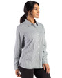 Marshall Thundering Herd Cutter & Buck Skyline Epic Confidence Recycled Gingham Womens Long Sleeve Dress Shirt  Hunter/White Side